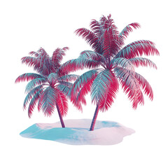 Fototapeta premium dreamy island getaway pink and blue tropical palm trees for summer vacation travel vibes nature