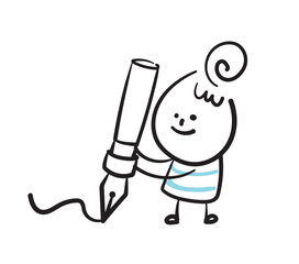 (writing) Collection of hand drawn lady worker icons. Vector illustration.	