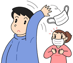 社会問題のイラスト - マスク・不法投棄・ポイ捨て・非常識