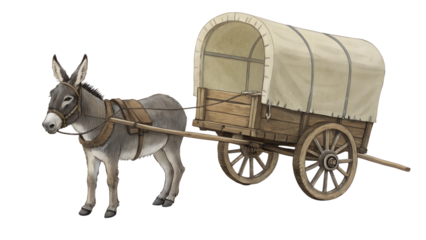 Donkey cart isolated on transparent background 