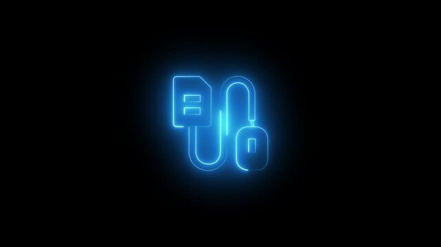 Glowing Neon Mouse Icon Animation on Black Background &ndash; Futuristic UI Loop