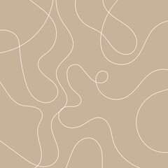 Thread line seamless pattern. Curvy intersections of ropes in organic smooth print. Abstract squiggly modern background with continuous lines. Vector illustration EPS 10 .