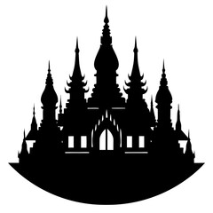 Fototapeta premium Temple with spires silhouette vector illustration