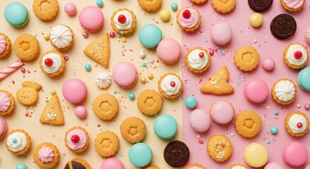 Fototapeta premium Colorful assorted mini pastries and cookies