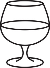 Simple line drawing of a brandy snifter glass filled with liquid
