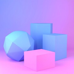 Obraz premium Pastel geometric shapes on gradient background