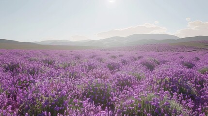 Fototapeta premium Field of blooming lavender flowers in the summer sun