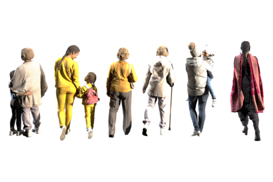 Diverse group of people seen from the back.