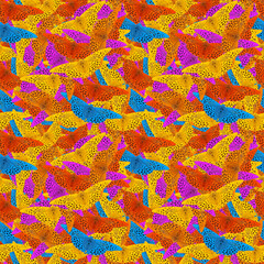 Decorative art-deco design element, ornament. Butterfly. Seamless pattern for bandana, shawl, hijab, silk neck scarf. Kerchief design or tablecloth print, scarf, towel. For textile, cotton fabric.