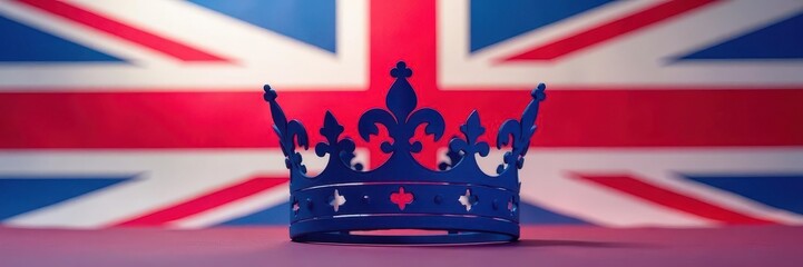 Intricate paper crown silhouette against UK flag backdrop, northern ireland, crown, emblem