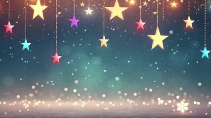 Festive Christmas background design with stars and snowflakes, perfect for a winter holiday greeting card - Powered by Adobe