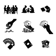 Playing Cards and game icon Silhouette set vector design