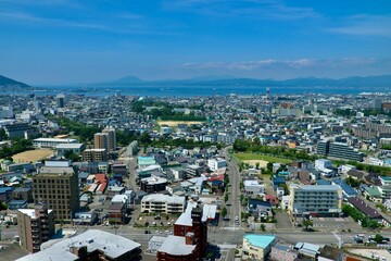 五稜郭タワー展望台眺望・西方面（北海道・函館市）