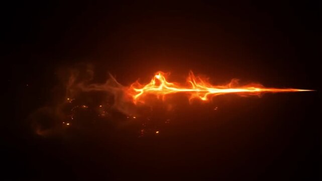 Fiery Energy Trail: A mesmerizing visual of a streak of intense, radiant flames igniting the darkness, evoking energy, motion, and a sense of burning passion. 