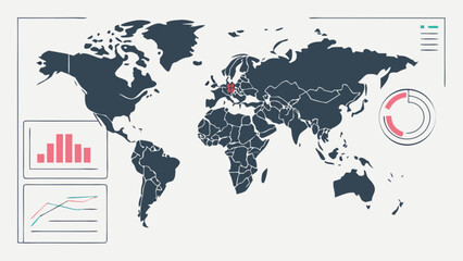 World map infographic data visualization global business analysis and statistics report presentation template