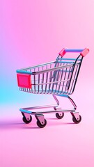 Empty Shopping Cart, Pink Studio Background