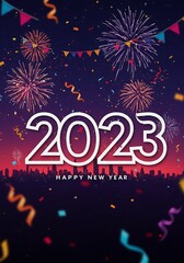 Naklejka premium Midnight Fireworks, 2023