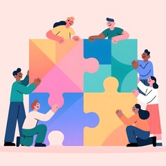 business people with puzzle