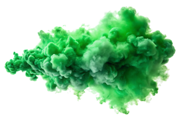 Green Smoke Cloud – Isolated on White Background – PNG – GENERATIVE AI