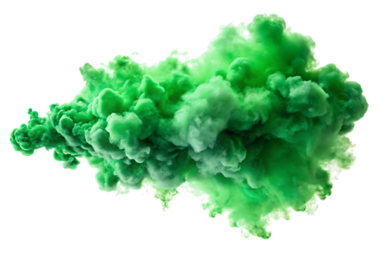 Green Smoke Cloud – Isolated on White Background – PNG – GENERATIVE AI - Powered by Adobe