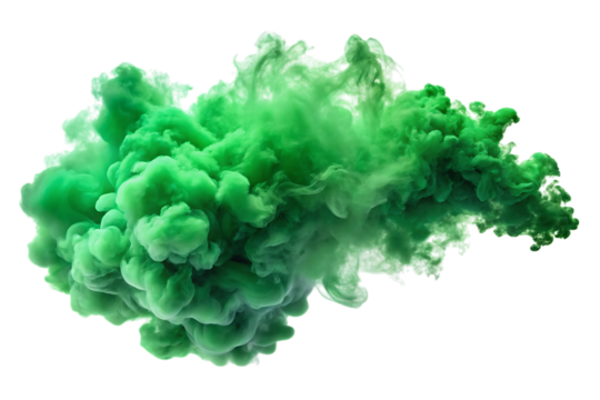 Green Smoke Cloud – Isolated on White Background – PNG – GENERATIVE AI