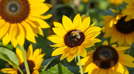 Obraz premium sunflowers and bee