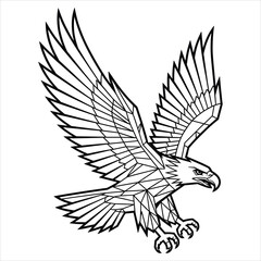 Geometric Eagle Vector Polygonal Bird with Wings Spread Illustration