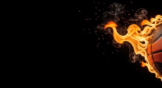 Fiery Basketball Captures Intense Sports Action - Powered by Adobe
