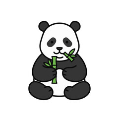 A cute panda enjoying bamboo