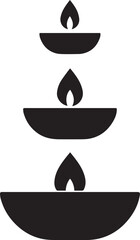 Three Tier Traditional Diya Lamp Vector Illustration