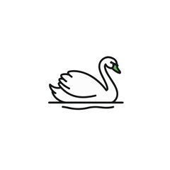 A minimalistic and elegant depiction of a swan gliding gracefully on the water.