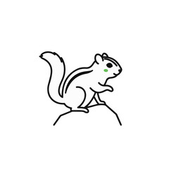 A cute squirrel perched on a rock, drawn in a minimalist style. 