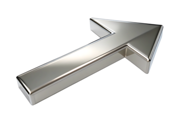 3D Silver Arrow – Isolated on White Background – PNG – GENERATIVE AI