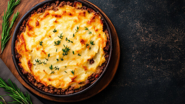 Shepherds pie, baked mashed potato with minced beef and vegetables