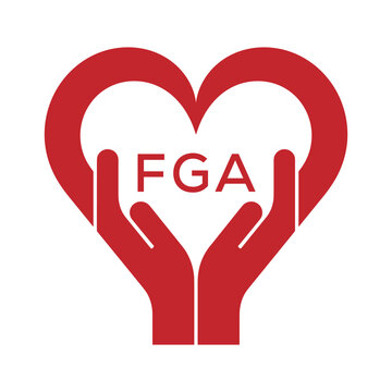 FGA Heart Care Logo &ndash; Charity, Healthcare and Community Support Icon. FGA Letter Logo.
