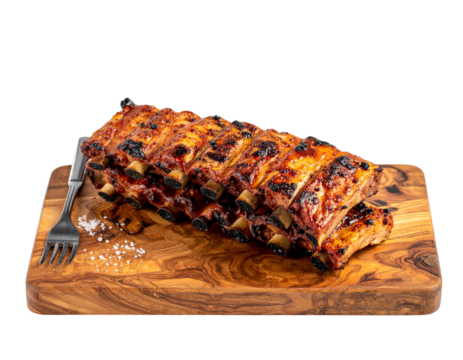 Stacked Grilled Corn Ribs on Wooden Serving Board, BBQ Concept  (2)