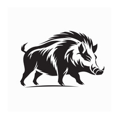 Wild boar  image vector. wild boar black and white vector on white background