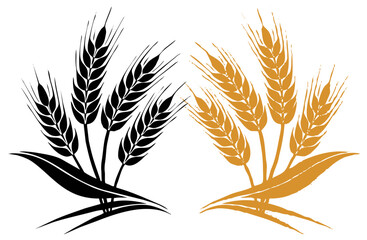 Vector illustration of golden wheat ears bundle
