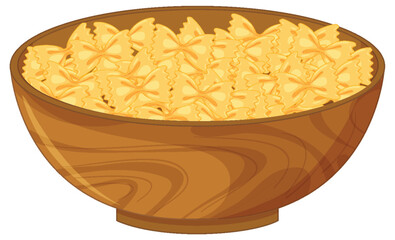 Bowl of Farfalle Pasta in Wooden Dish