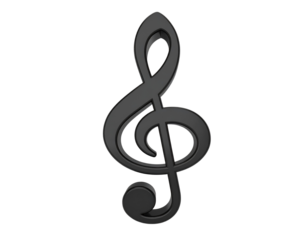  3D Glossy Treble Clef Symbol with Subtle Shadow, Modern Minimalist Look