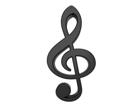  3D Glossy Treble Clef Symbol with Subtle Shadow, Modern Minimalist Look
