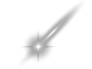 Sparkling meteor or shooting star light effect, celestial light trail isolated on a transparent background.
