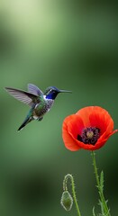 Fototapeta premium Emerald Whisper, Poppy Bloom