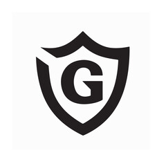 Shield with Letter G Symbol Vector Design Illustration on white background