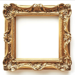 square gild vintage frame white background