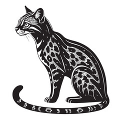 black margay Silhouette Vector, High Quality Illustration on White Background