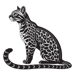 black margay Silhouette Vector, High Quality Illustration on White Background