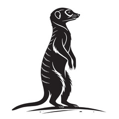 black meerkat Silhouette Vector, High Quality Illustration on White Background