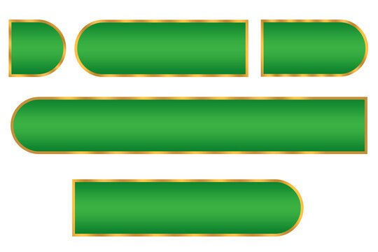 set of green buttons rectangle with gold line luxury element png file transparent background
