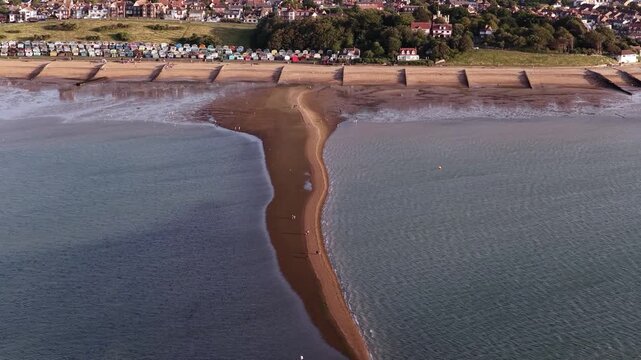 Aerial view of Whitstable Beach, Kent, UK, showcasing serene coastal beauty